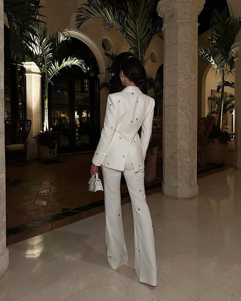 White Double Breasted Pant Suit