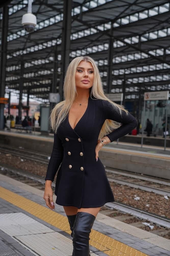 Black Mini V-neck Dress