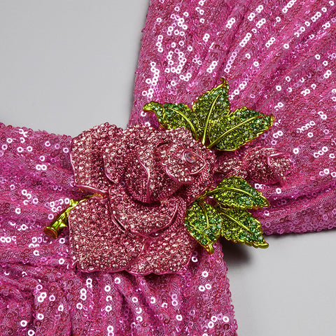 Pink Sequin Long Dress