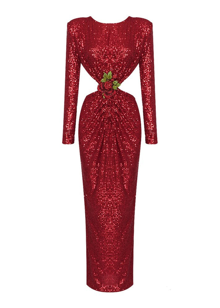 Red Sequin Long Dress