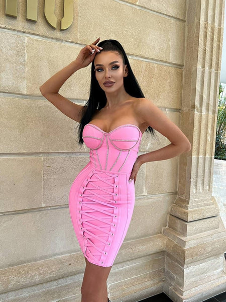 Pink 2024 bandage dress