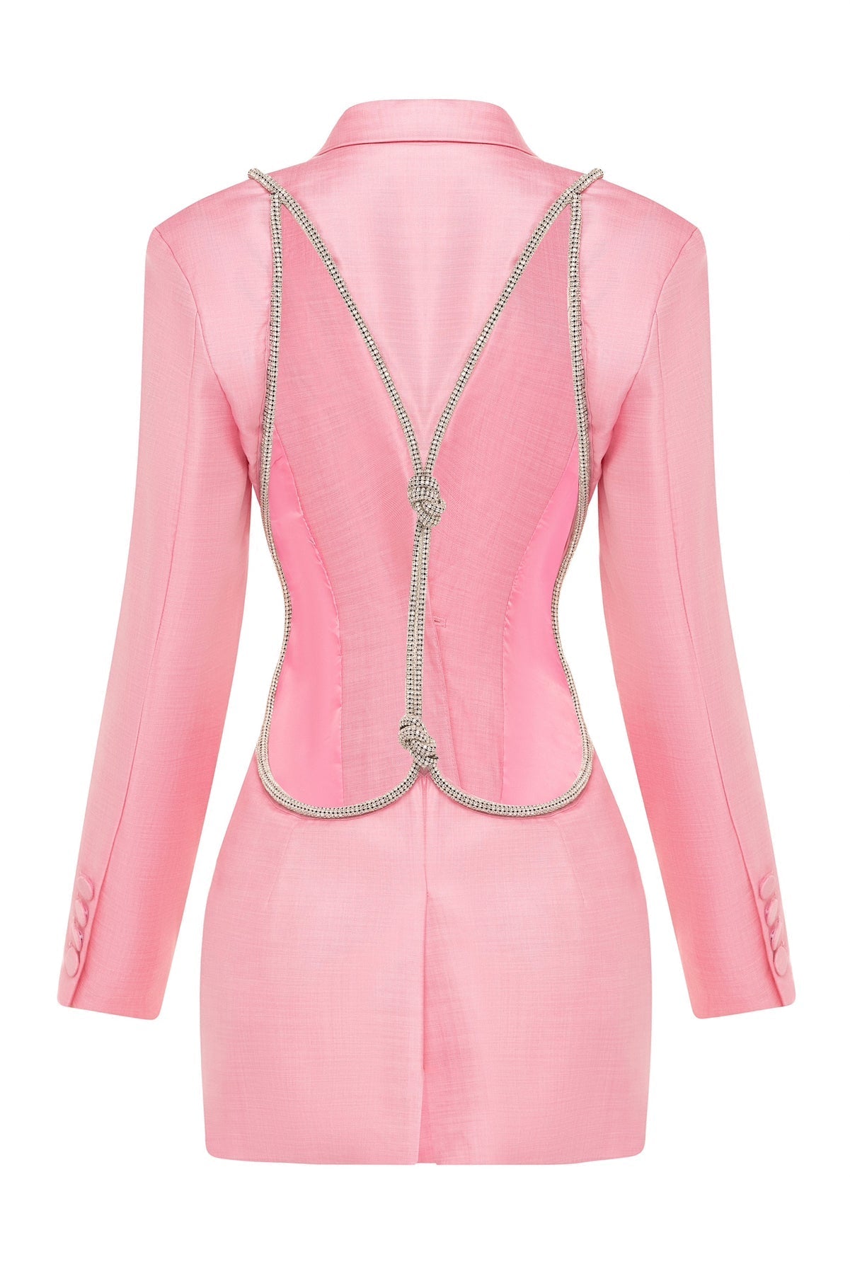 Pink Backless Diamond Blazer