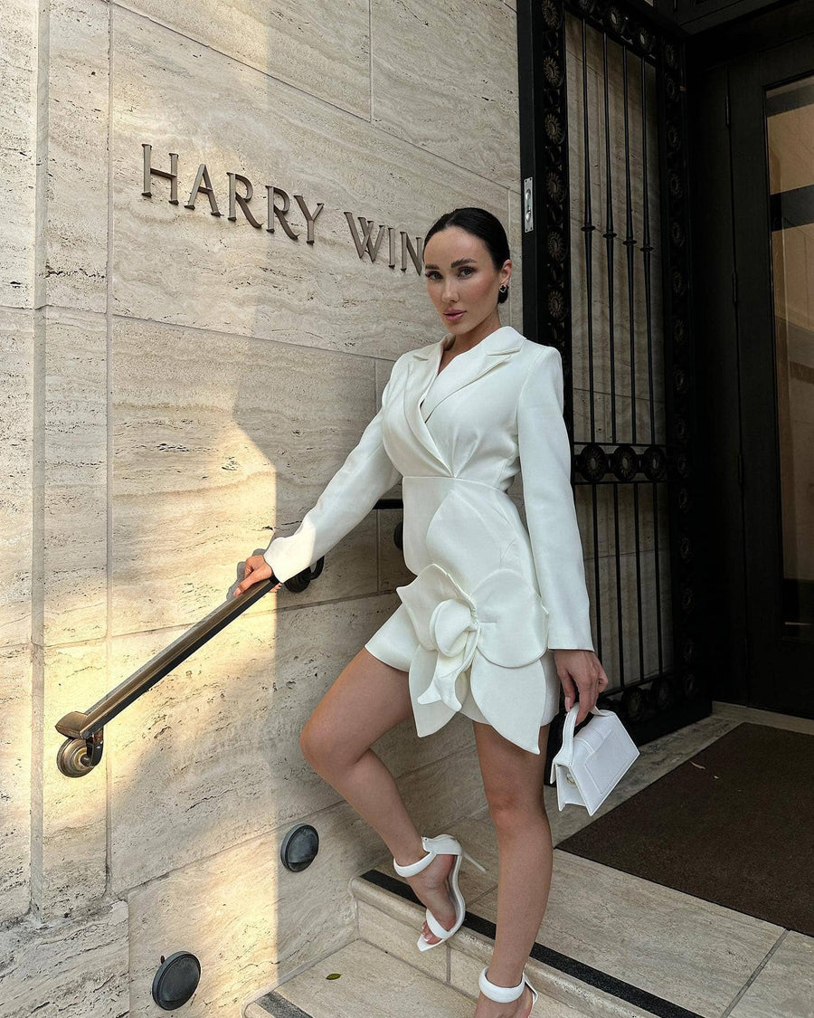 White Mini Dress with Flower