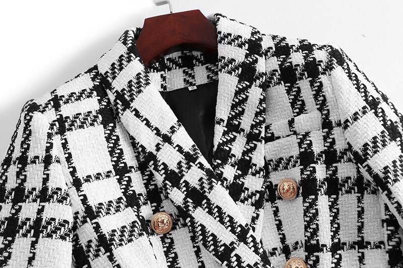 Checkered Black and White Blazer