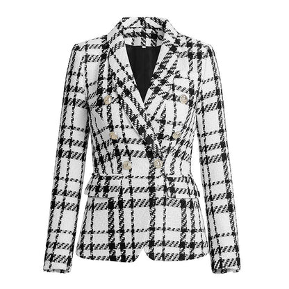 Plaid Black and White Blazer