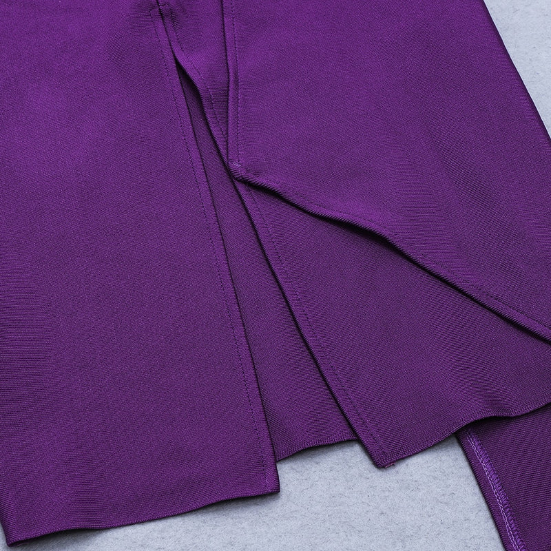 Black and Purple Bodycon Midi Dress