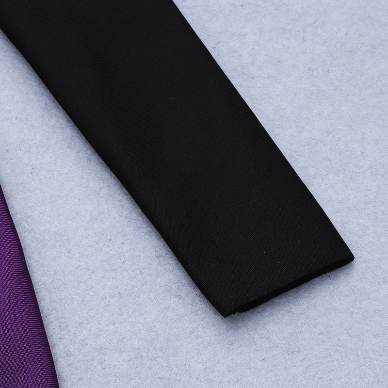 Black and Purple Bodycon Midi Dress