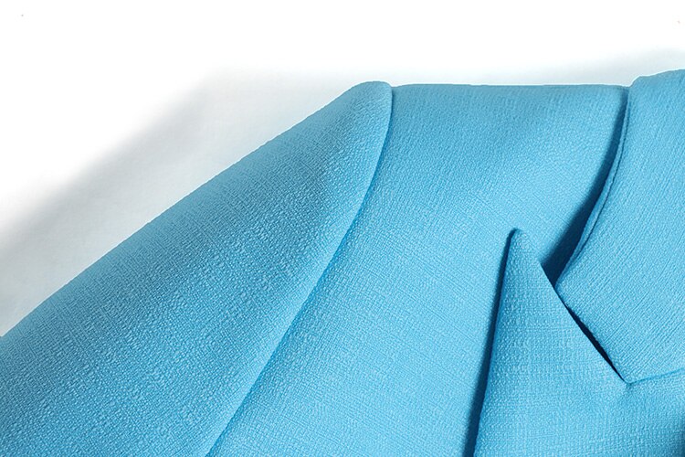 Double-breasted Sky Blue Textured Blazer