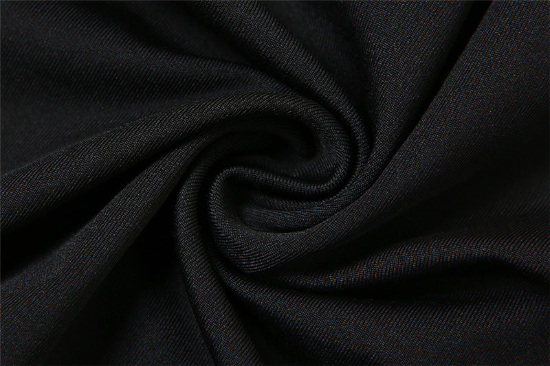 Draped Black Maxi Dress with Asymmetrical Neckline