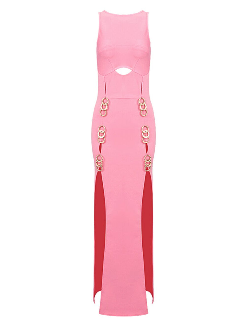 Pink Maxi Dress with Front Slits