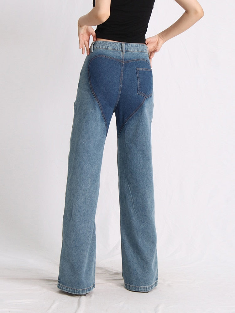 High Waist Patchwork Jeans