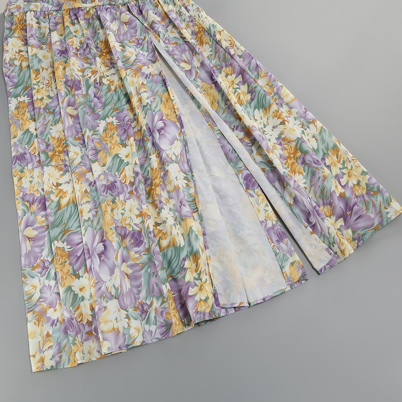 Asymmetrical Purple Floral Maxi Dress