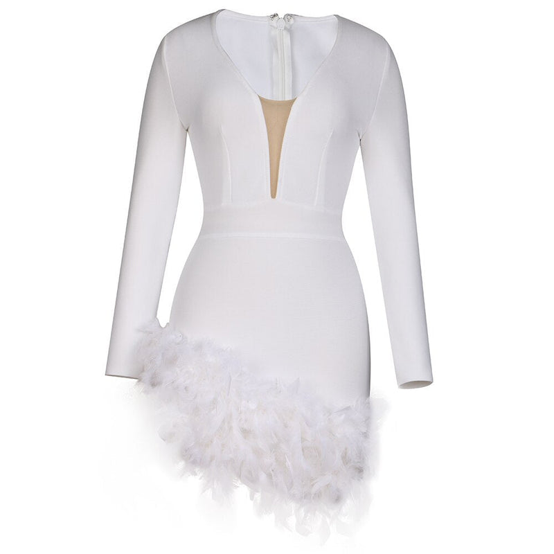 Feathers White Mini Dress