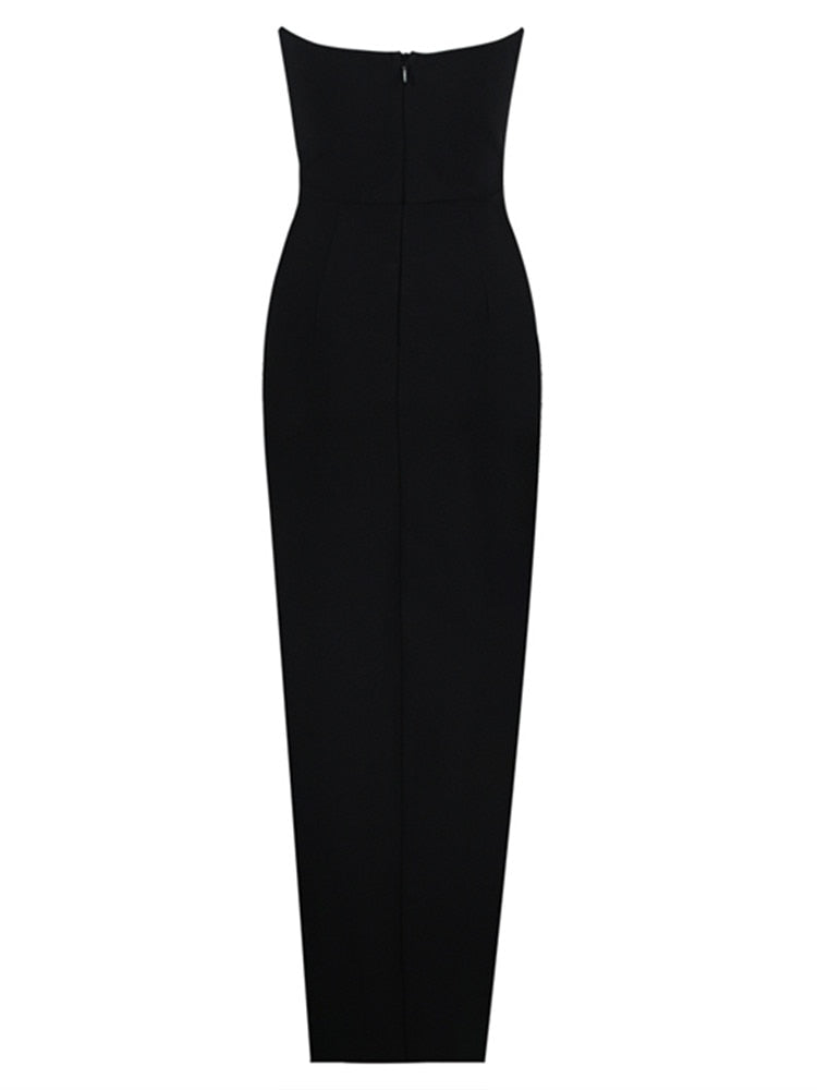 Black Strapless Bodycon Maxi Dress