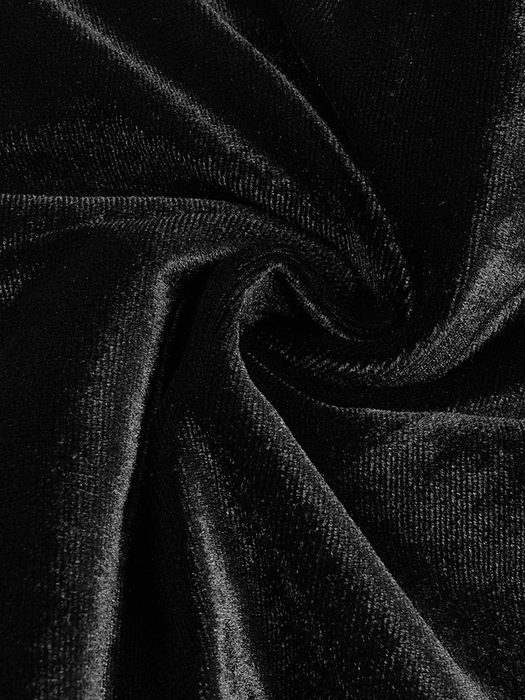 Black Velvet Mini Dress with Glove Sleeves