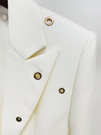 Fitted White Suit with Flared Trousers