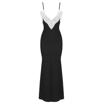 Black Fitted Maxi Dress with Straps