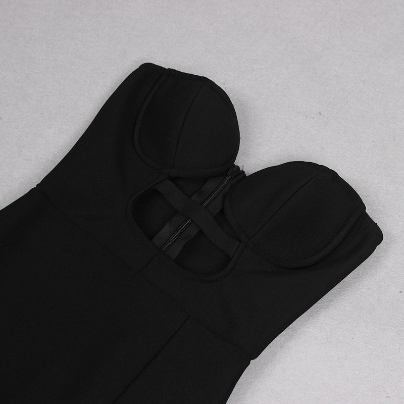 Black Strapless Bodycon Maxi Dress