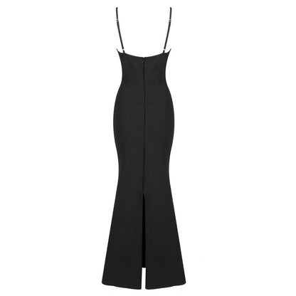 Black Fitted Maxi Dress with Straps