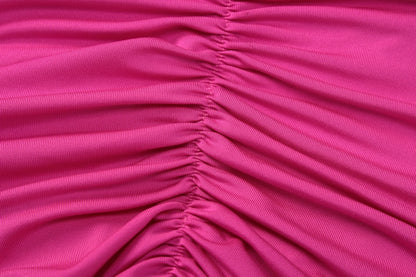 Pink Draped Maxi Dress with Asymmetrical Neckline