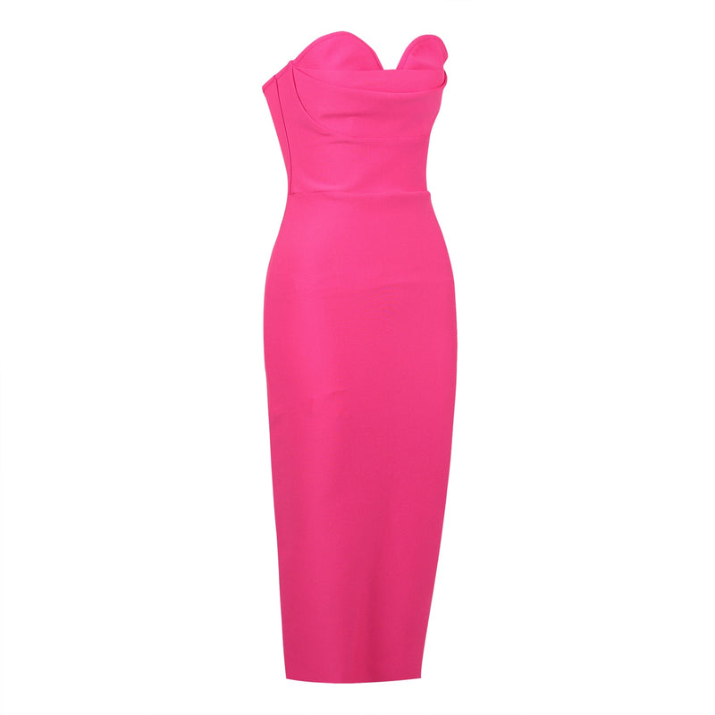 Pink Midi Dress with Open Shoulders
