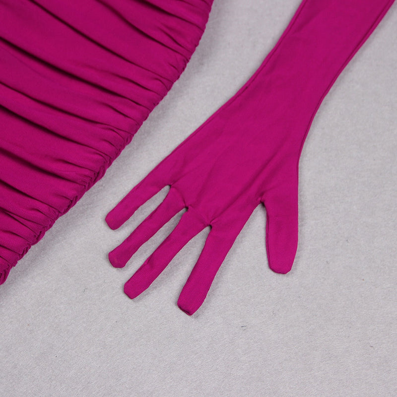 Purple Midi Dress with Gloves
