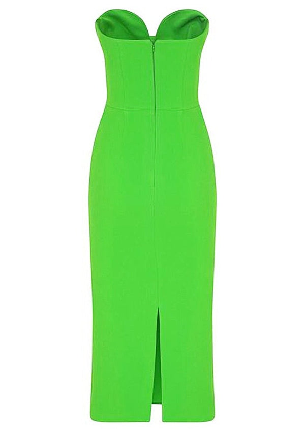 Green Midi Dress with Open Shoulders