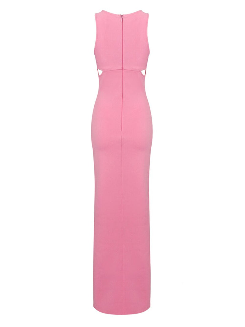 Pink Maxi Dress with Front Slits – Marssiana