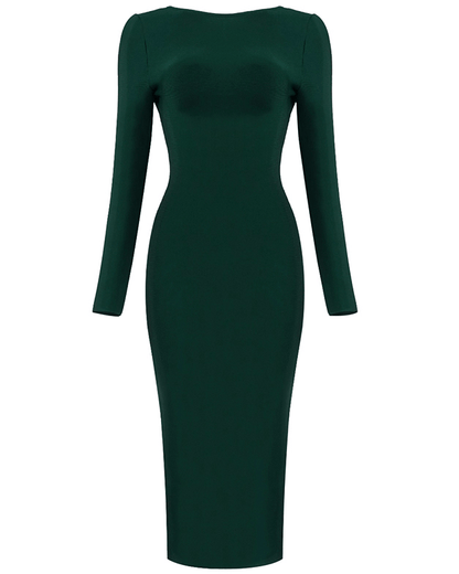 Open Back Green Midi Dress