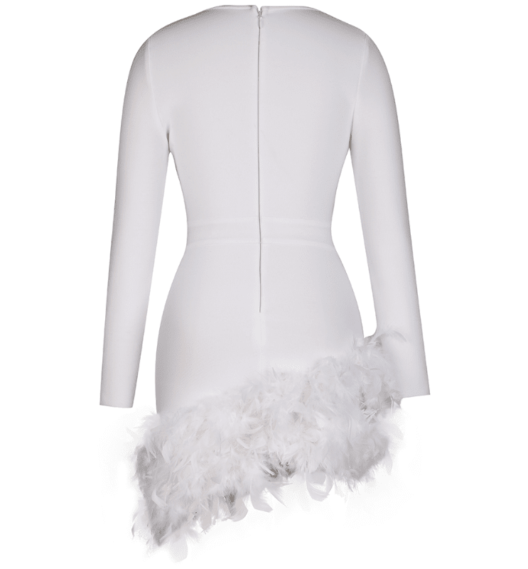 Feathers White Mini Dress