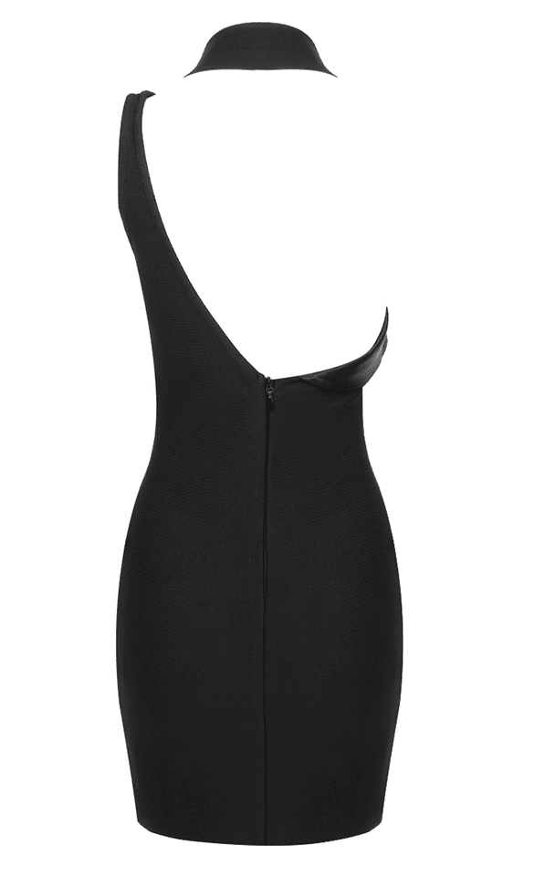 Asymmetric Neckline Mini Dress