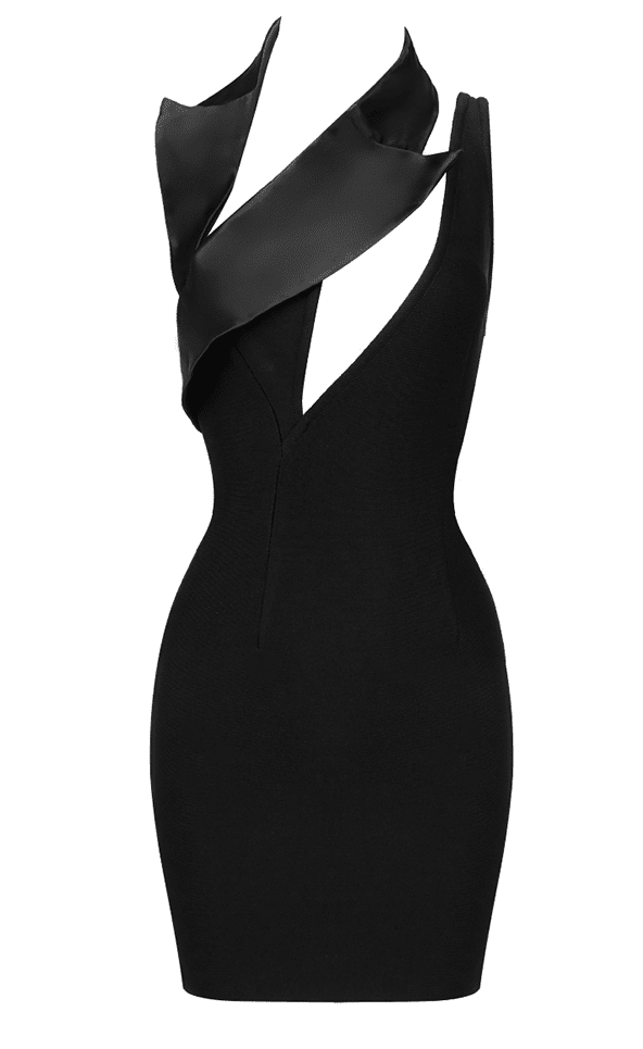 Asymmetric Neckline Mini Dress