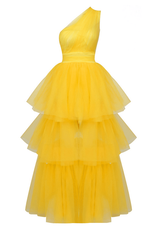 Lush Yellow One-Shoulder Dress
