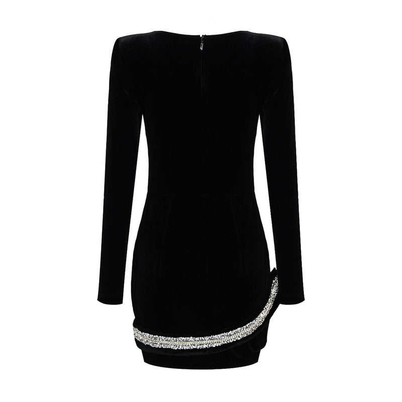 Black Velvet Mini Bodycon Dress