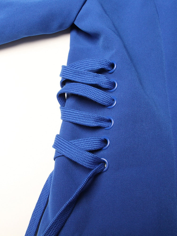 Blue Mini Jacket Dress with Ties