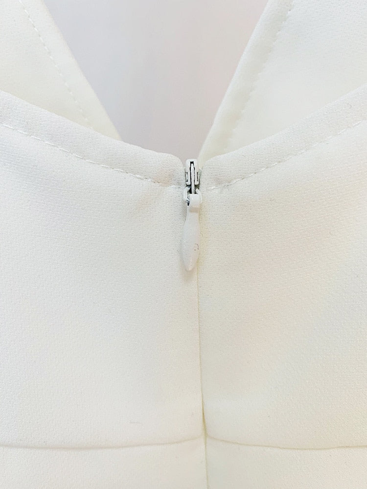 V-neck White Jumpsuit