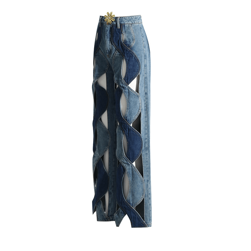 High Waist Patchwork Jeans