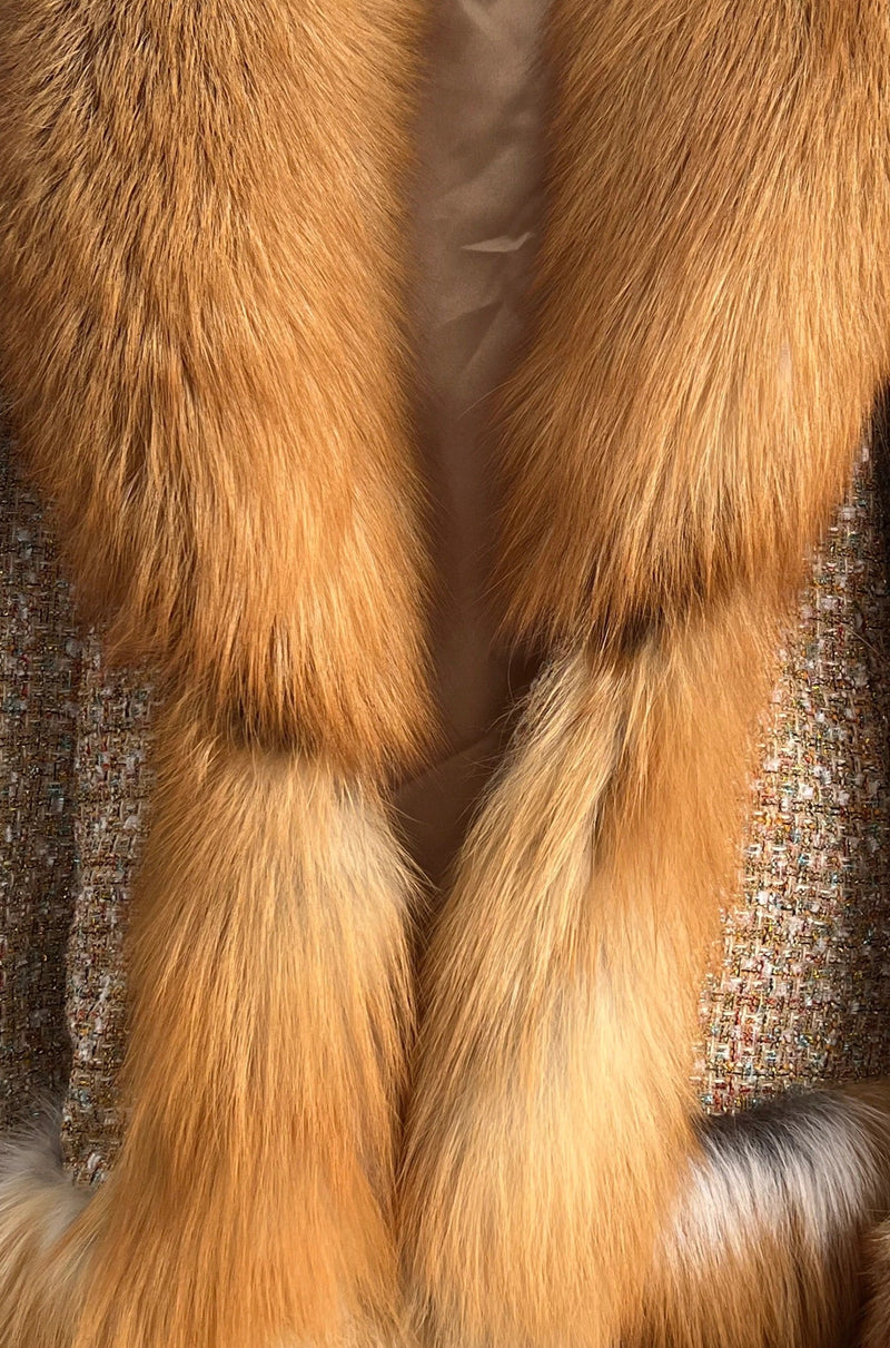 Red Fox Fur Tweed Coat – Marssiana