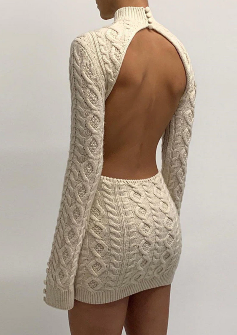Backless Cable Knit Dress