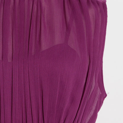 Purple Long Chiffon Dress With Gathers