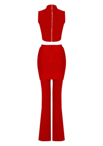 Red Form-fitting Two-piece Set