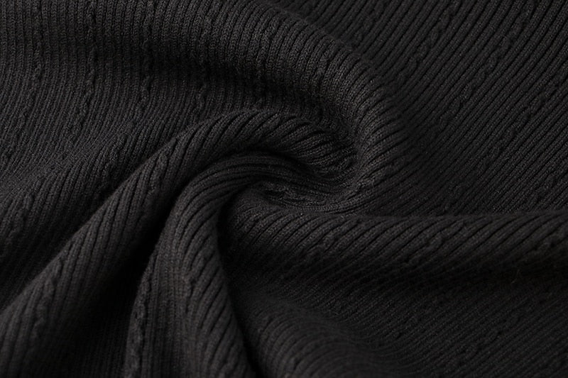 Embossed-button Detail Ribbed Jumper