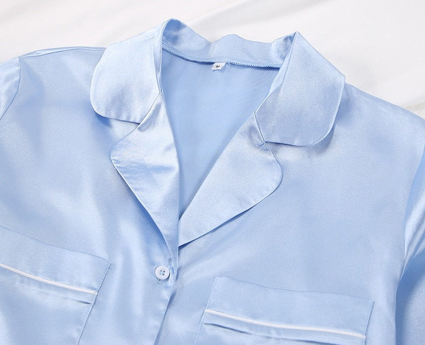 Blue Silk Pajamas