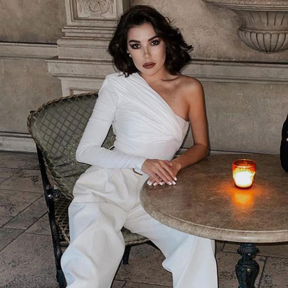 One Shoulder Backless Bodysuits