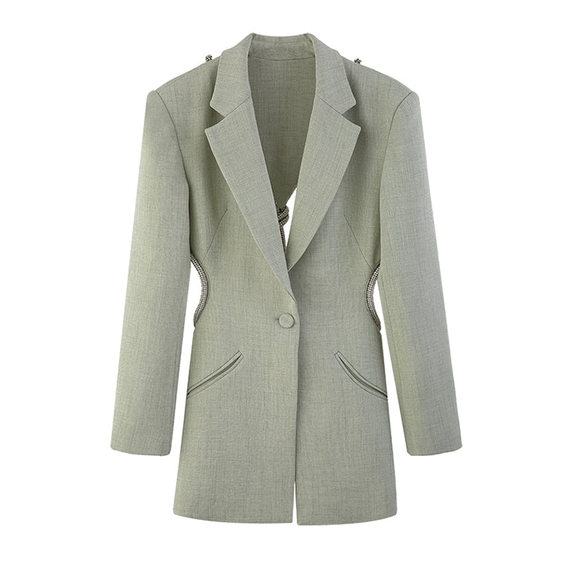 Green Backless Diamond Blazer