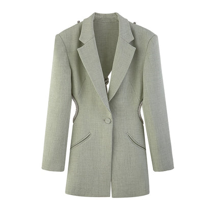 Green Backless Diamond Blazer