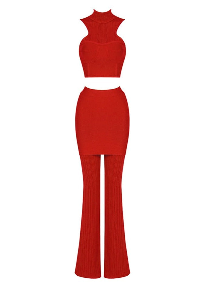 Red Form-fitting Two-piece Set