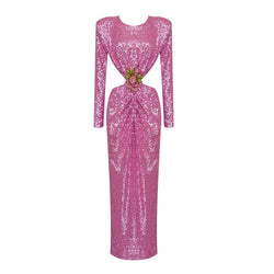 Pink Sequin Long Dress