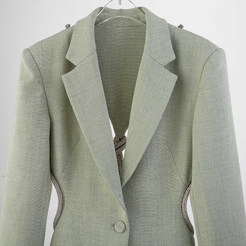 Green Backless Diamond Blazer