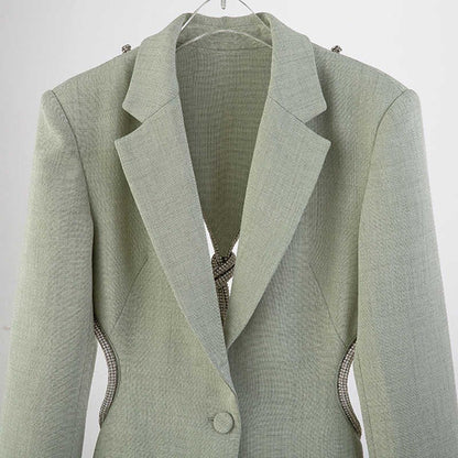 Green Backless Diamond Blazer